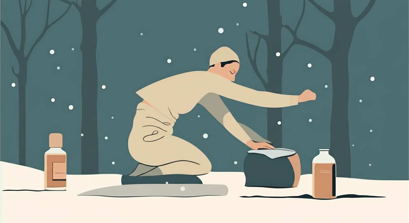 Main tenant une branche de baies d'argousier, symbole de vitalité et d'immunité pour préparer son corps à l'hiver.