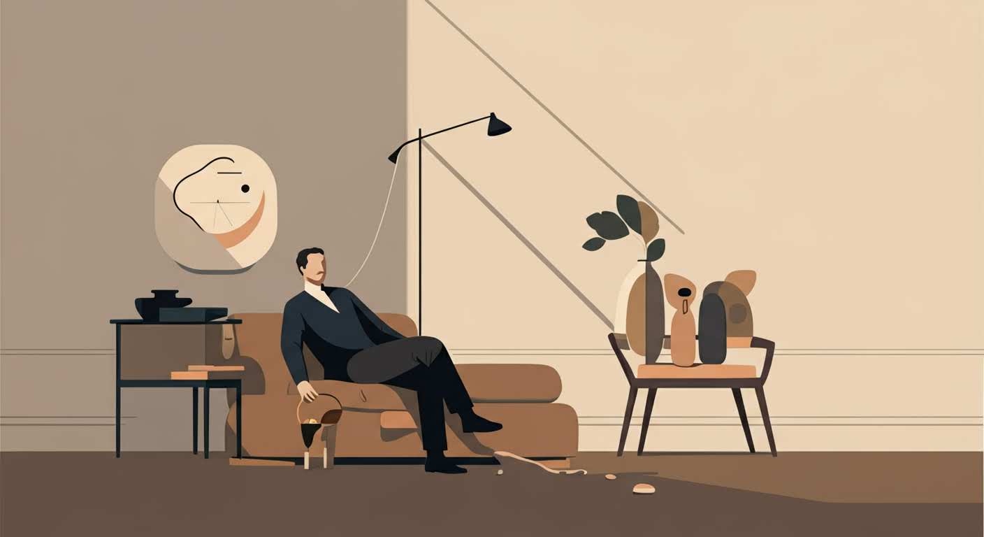 Table de salle à manger en désordre après un repas copieux, symbolisant la sensation de lourdeur post-repas.