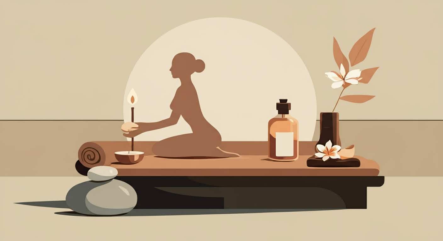 Gros plan sur les mains d'un masseur effectuant un massage relaxant sur le dos d'une personne, symbolisant l'apaisement.