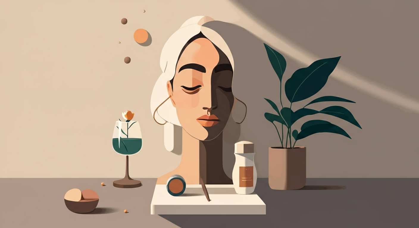 Personne appliquant un soin sur son visage, illustrant le rituel de beauté lié au mieux-être.