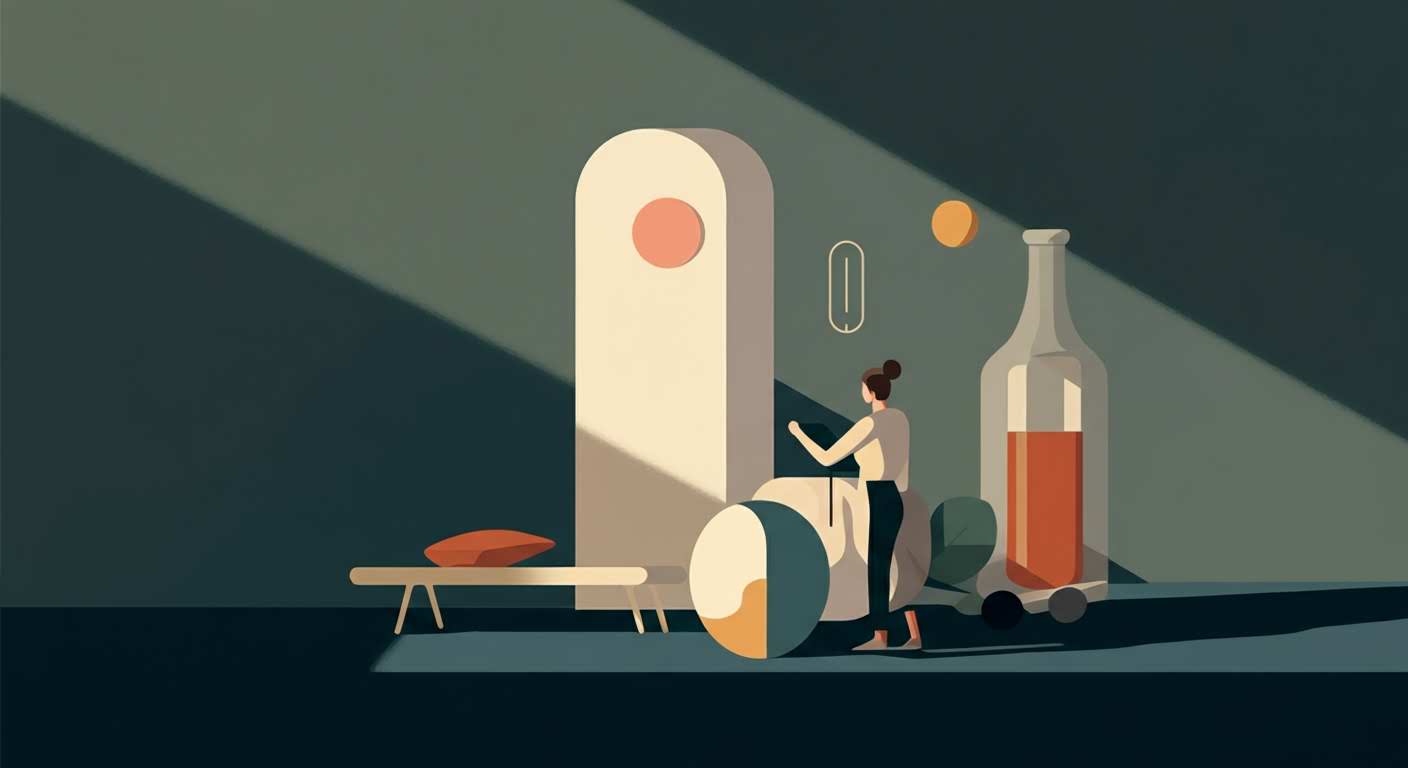 Balance symbolisant un déficit calorique sain, avec des aliments frais d'un côté et des aliments transformés de l'autre.