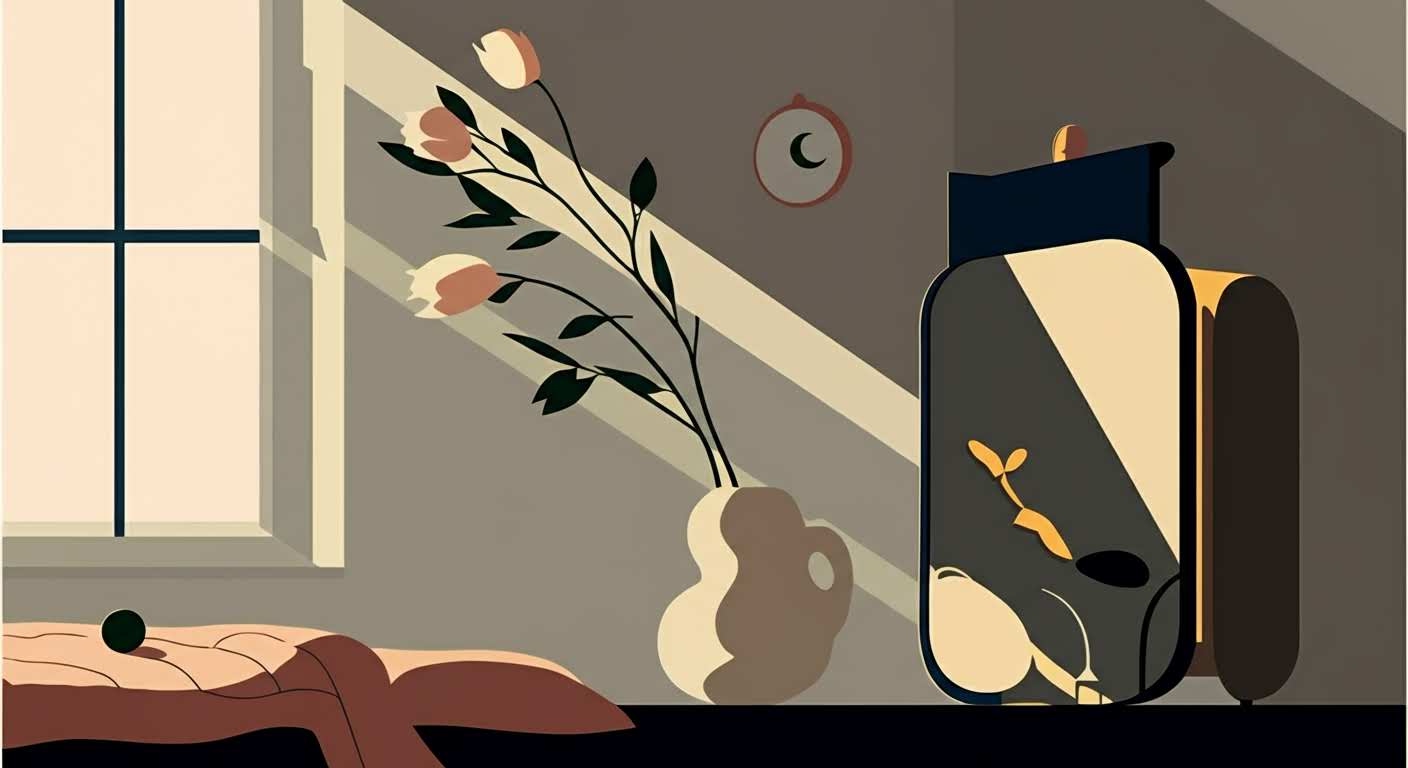 Réfrigérateur ouvert dans une cuisine sombre la nuit, la lumière symbolisant la tentation des fringales du soir.