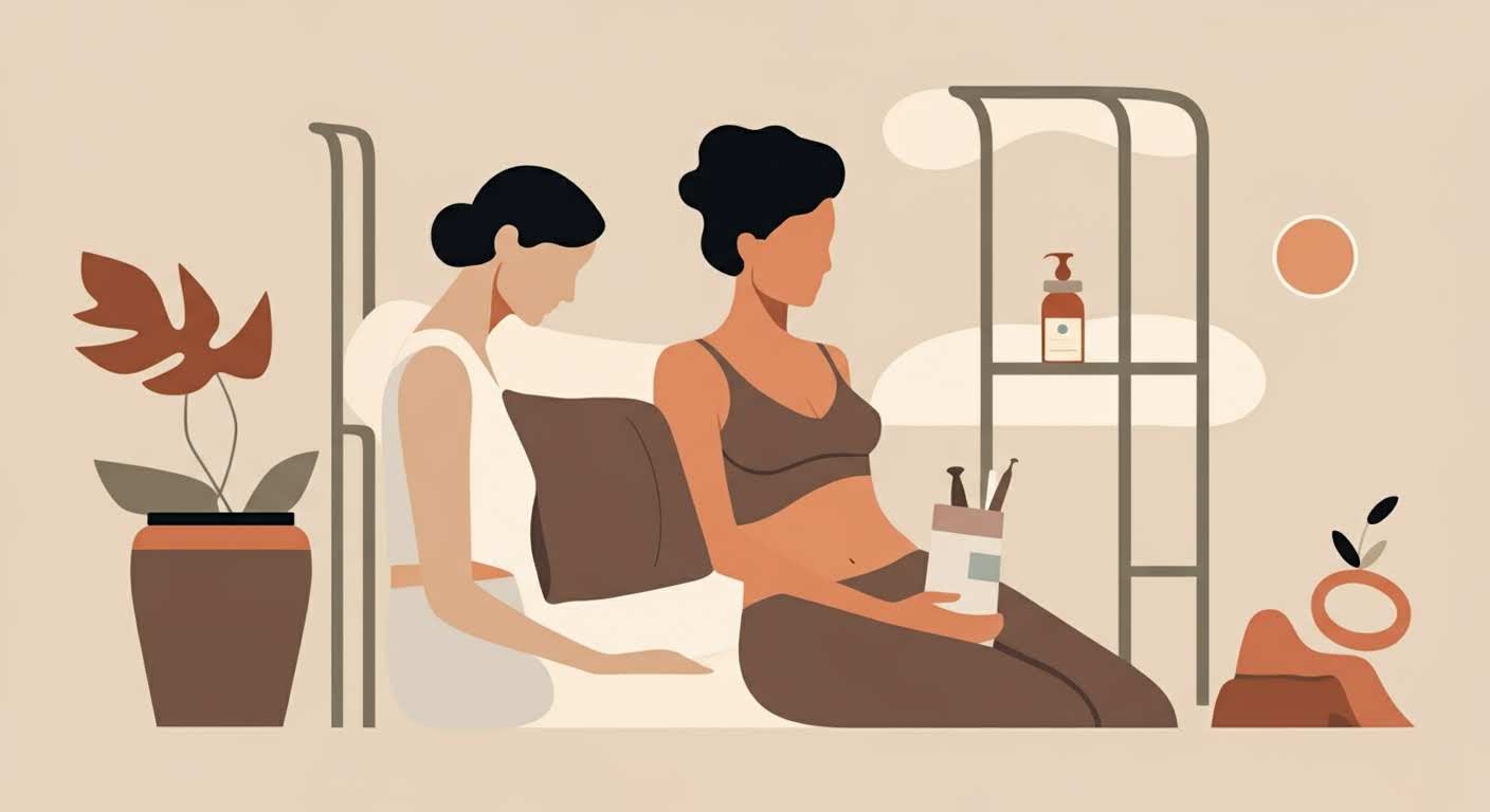 Mannequin de couture avec un mètre ruban à la taille, symbolisant le changement corporel lié à la ménopause.