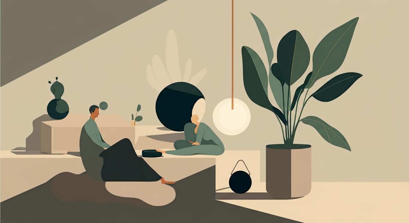 Main emmêlée dans un fil de stress, tendue vers un cookie, symbolisant le lien entre stress et fringales.