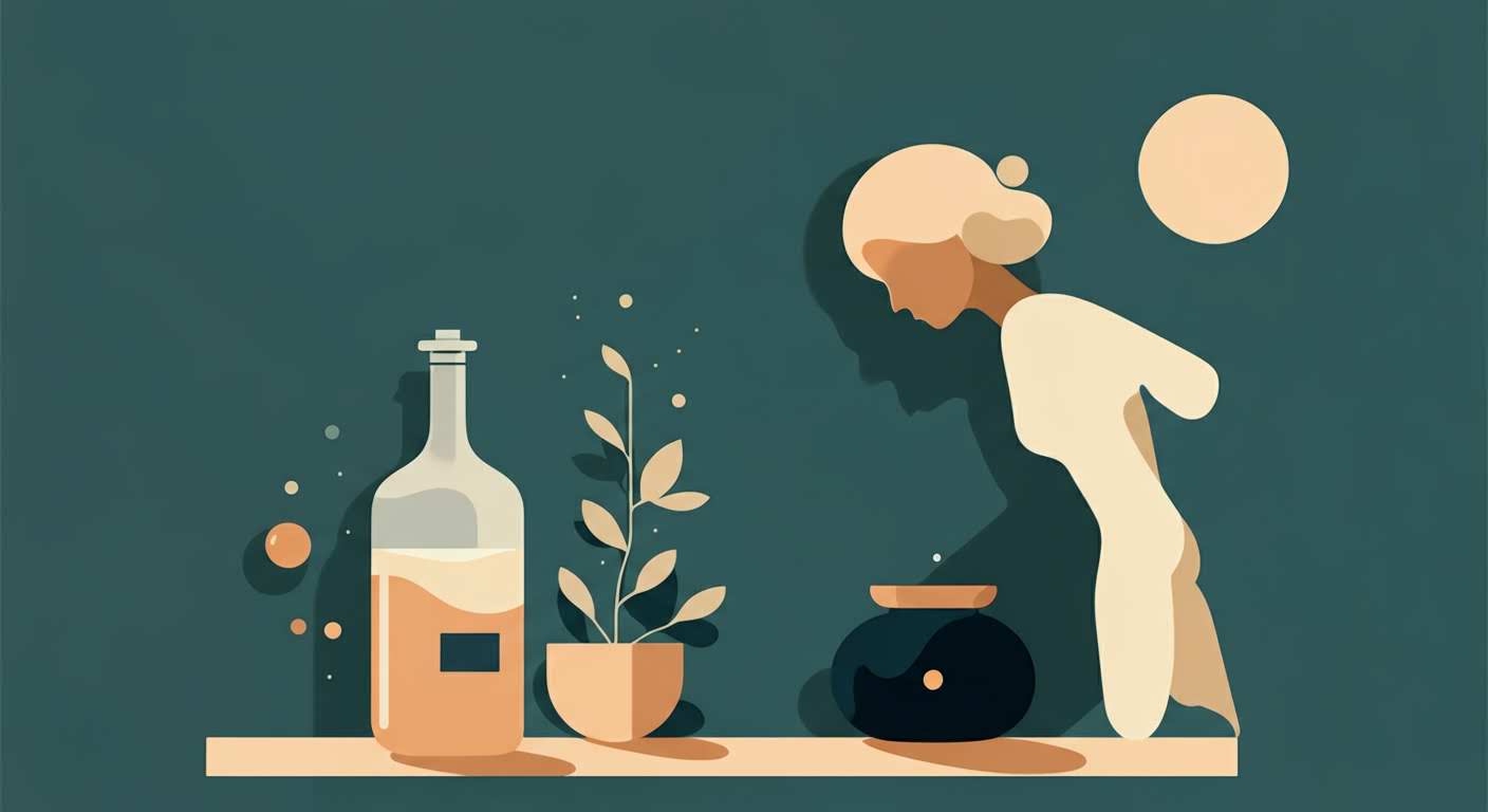 Illustration conceptuelle du lien entre le microbiote intestinal et l'équilibre du poids corporel, montrant une balance.