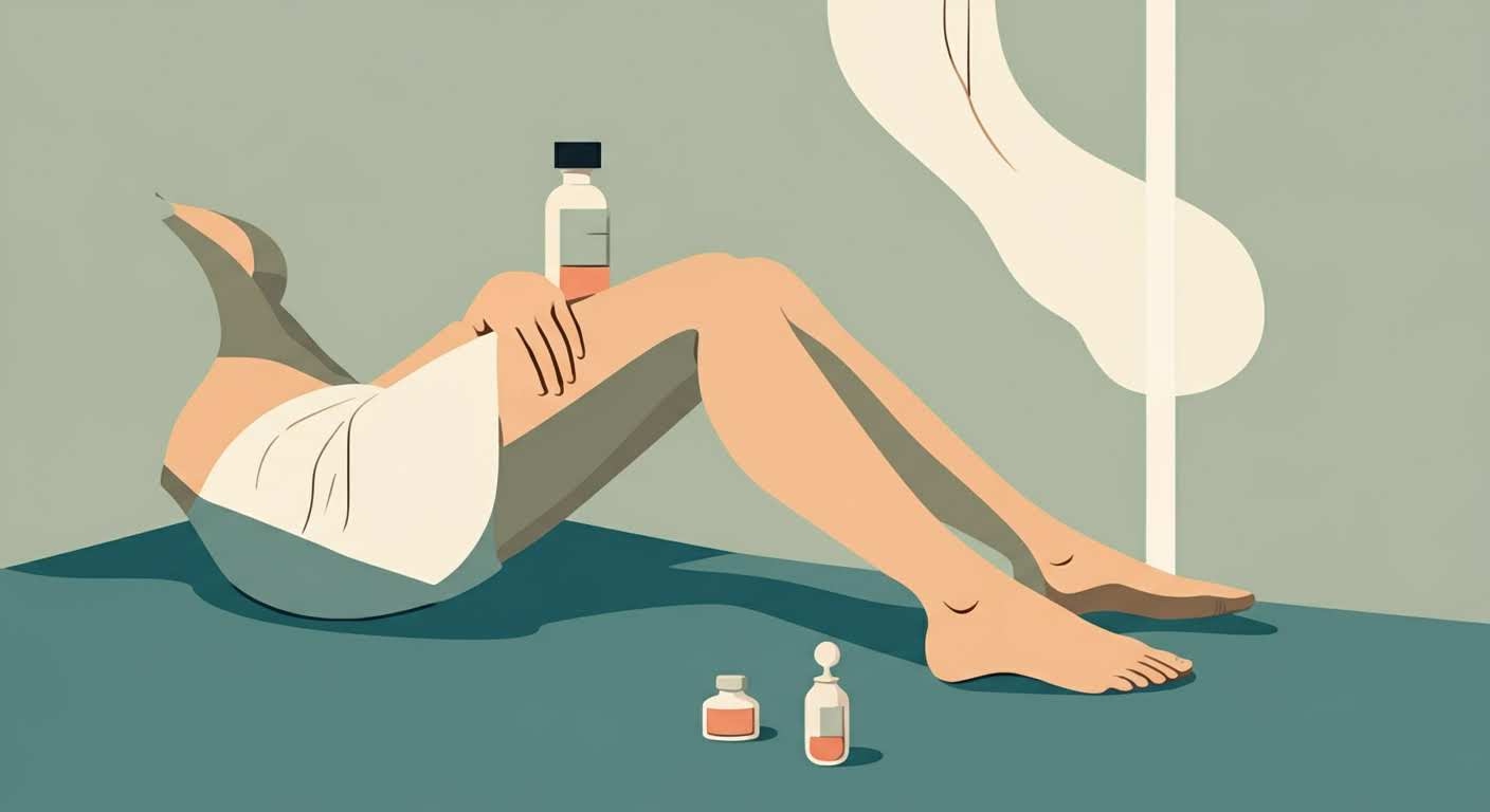 Jambes reposant sur un coussin, symbolisant le soulagement de la sensation de jambes lourdes par le drainage lymphatique.