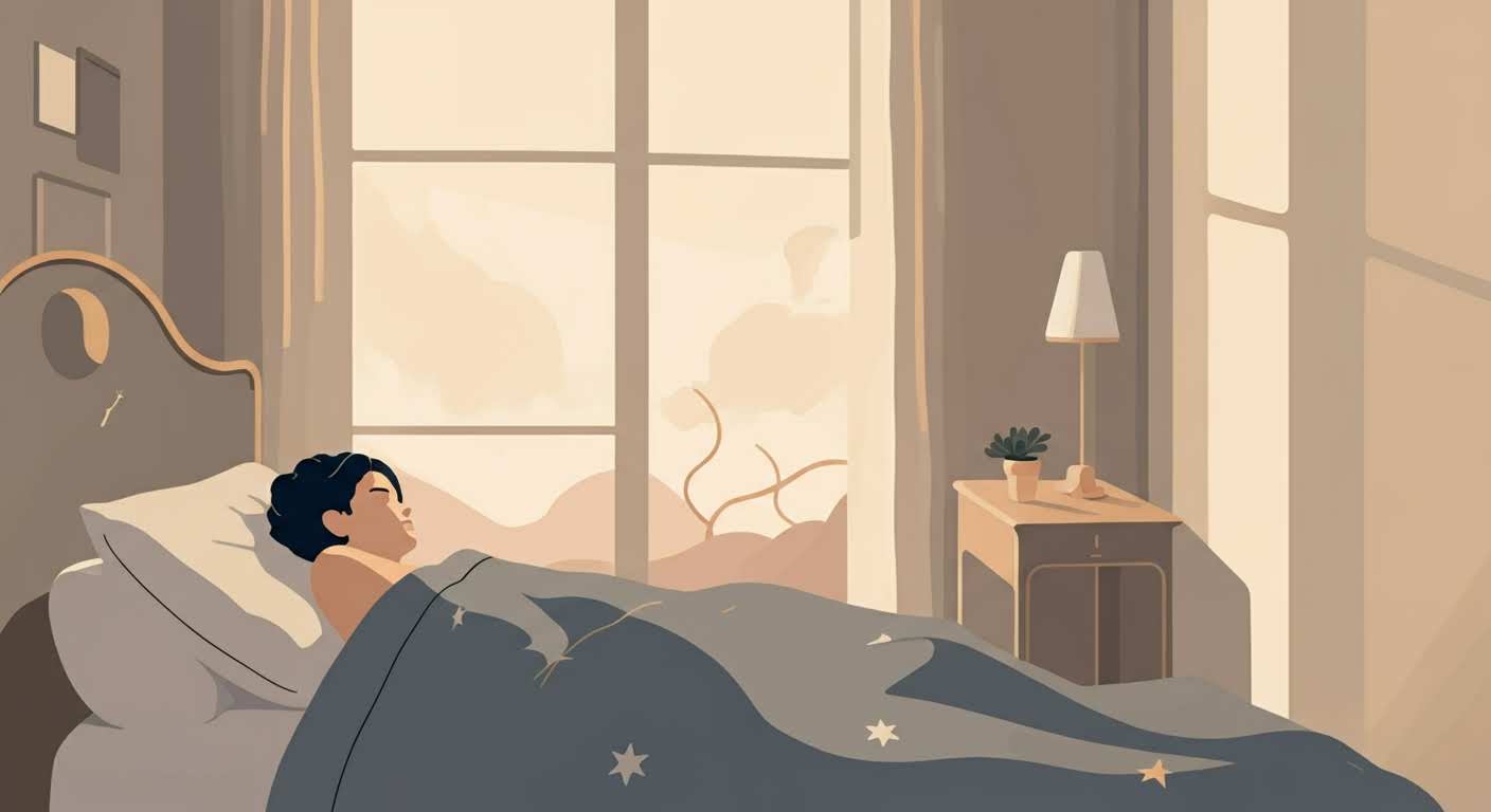 Linge de lit de qualité en lin naturel, évoquant un environnement calme et propice à un sommeil réparateur.