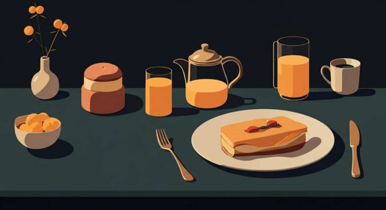 Un petit-déjeuner minceur équilibré et appétissant avec yaourt, fruits, et toast à l'avocat sur une table.