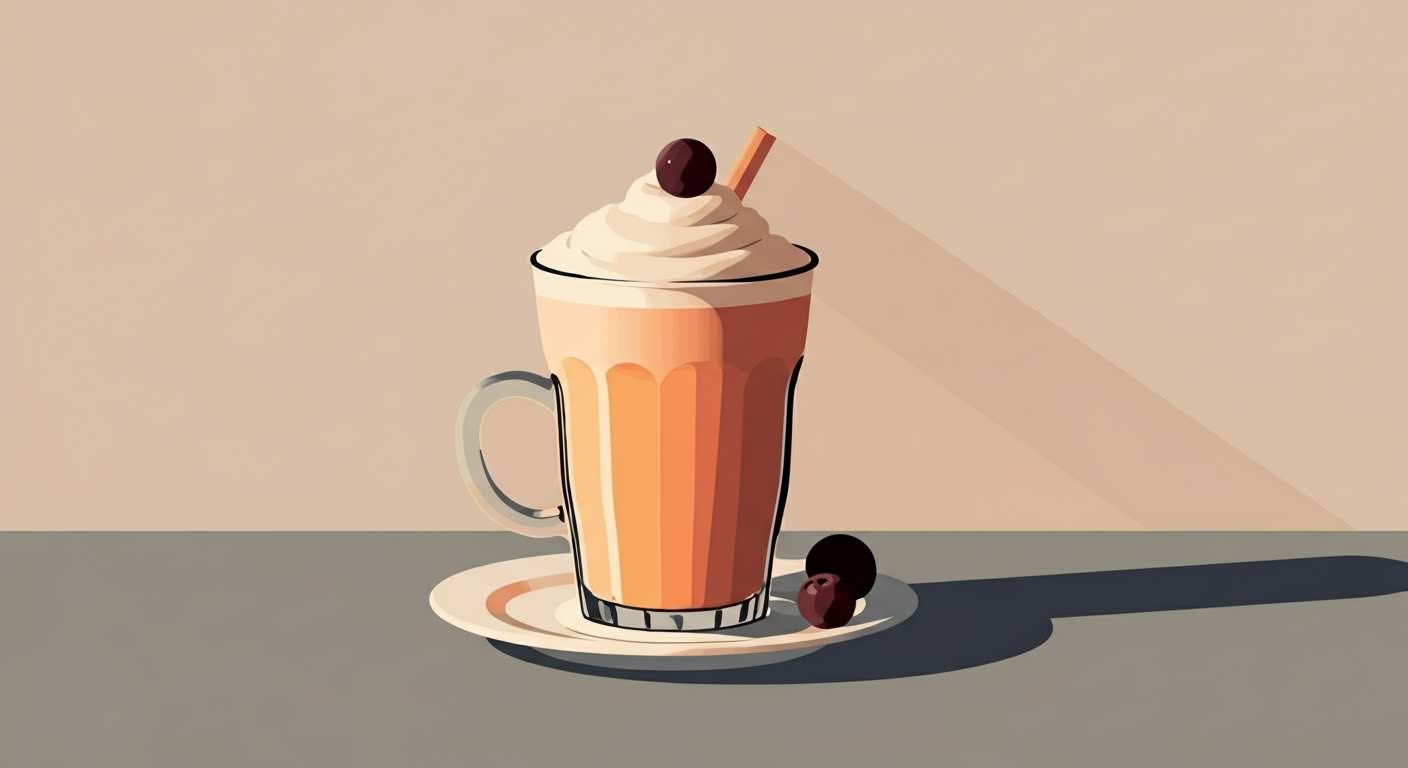 Un shaker protéiné et un verre sur un comptoir de cuisine, représentant un petit-déjeuner sain et énergisant.