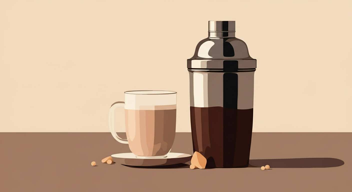 Un shaker protéiné gourmand dans un verre, servi en collation saine et équilibrée pour la minceur et la santé.