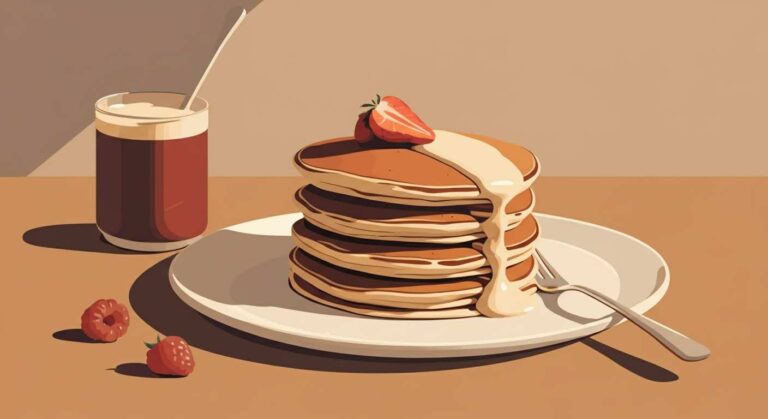 Pile de pancakes protéinés garnis de myrtilles, recette facile pour un matin équilibré et gourmand.