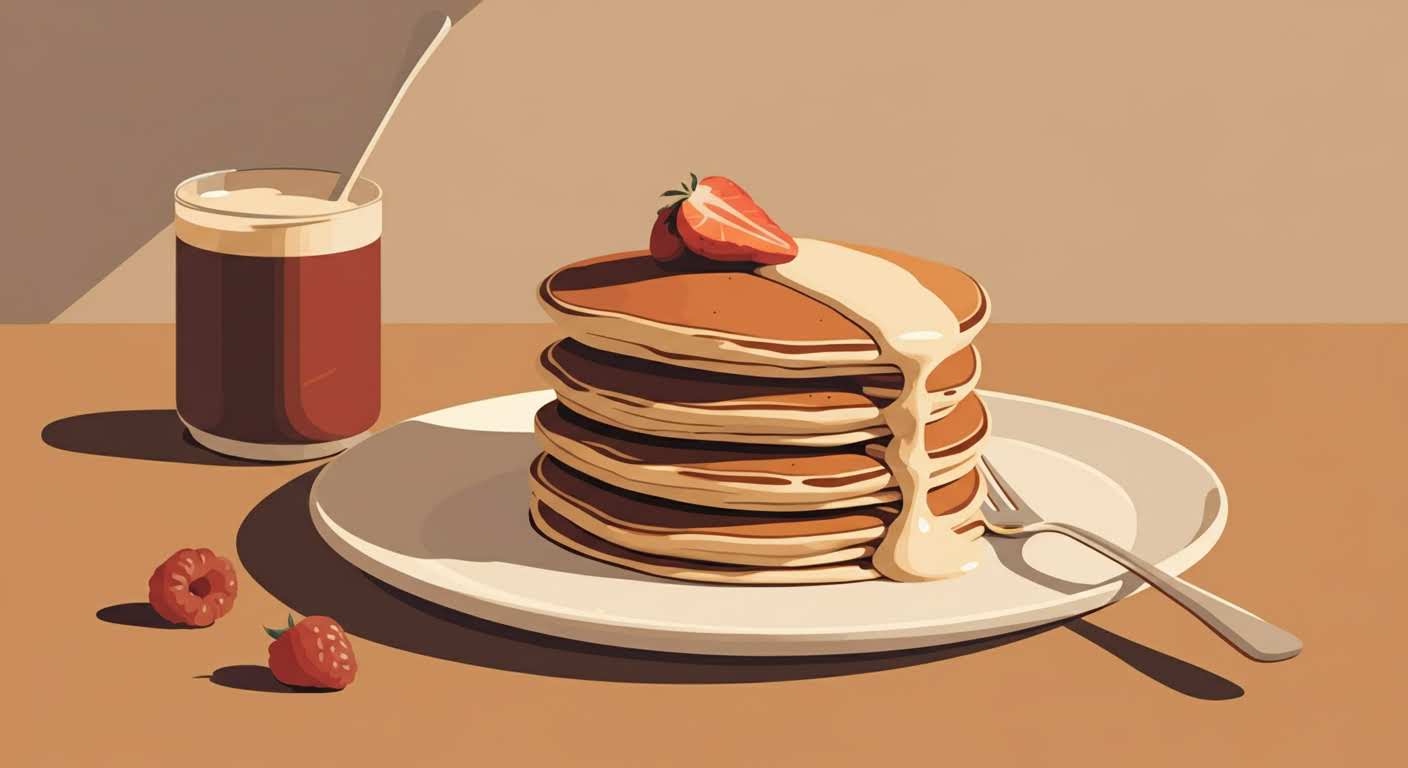 Pile de pancakes protéinés garnis de myrtilles, recette facile pour un matin équilibré et gourmand.