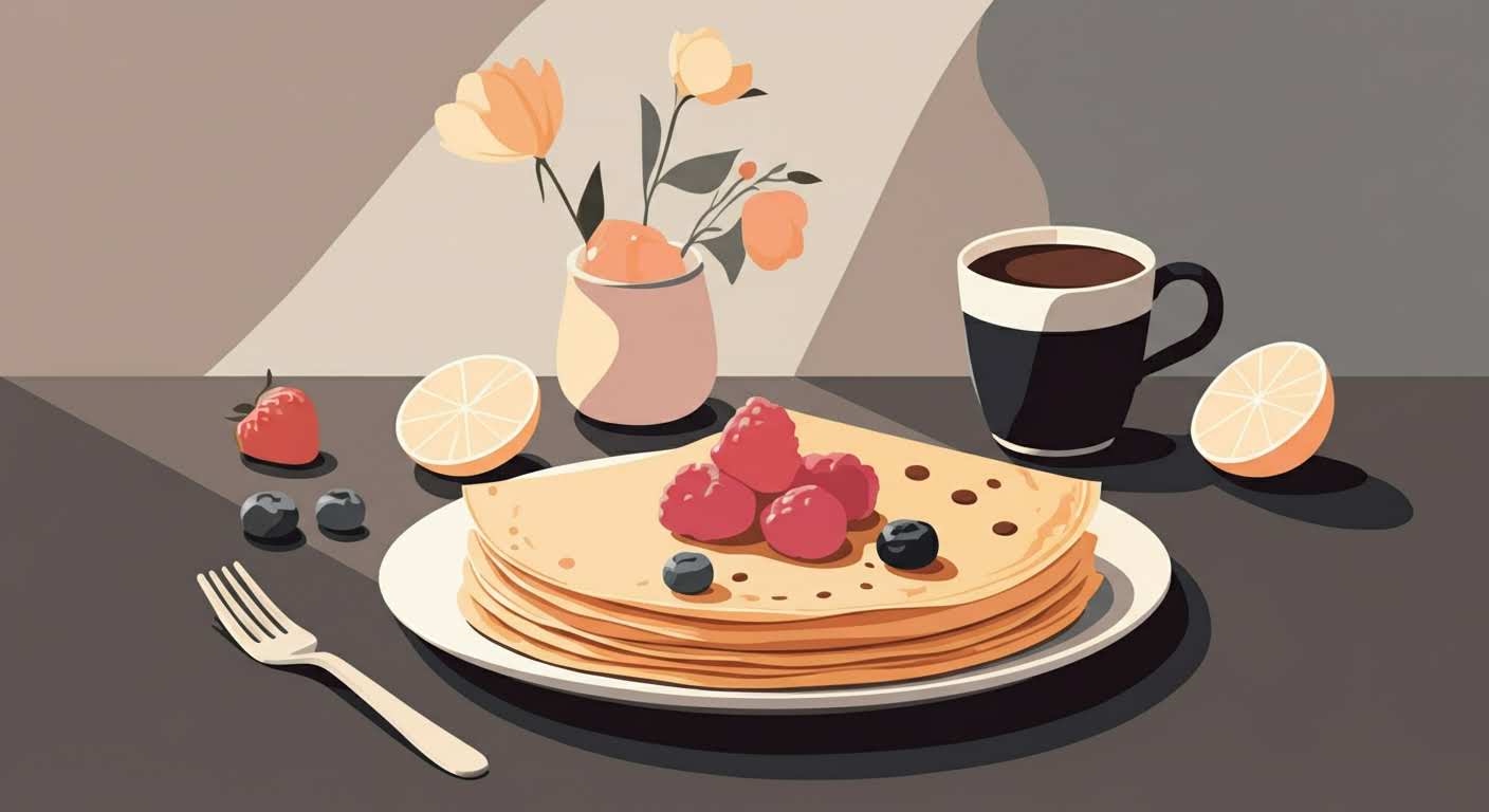 Une pile de crêpes protéinées gourmandes, garnies de fruits rouges frais, une idée de repas minceur et sain.