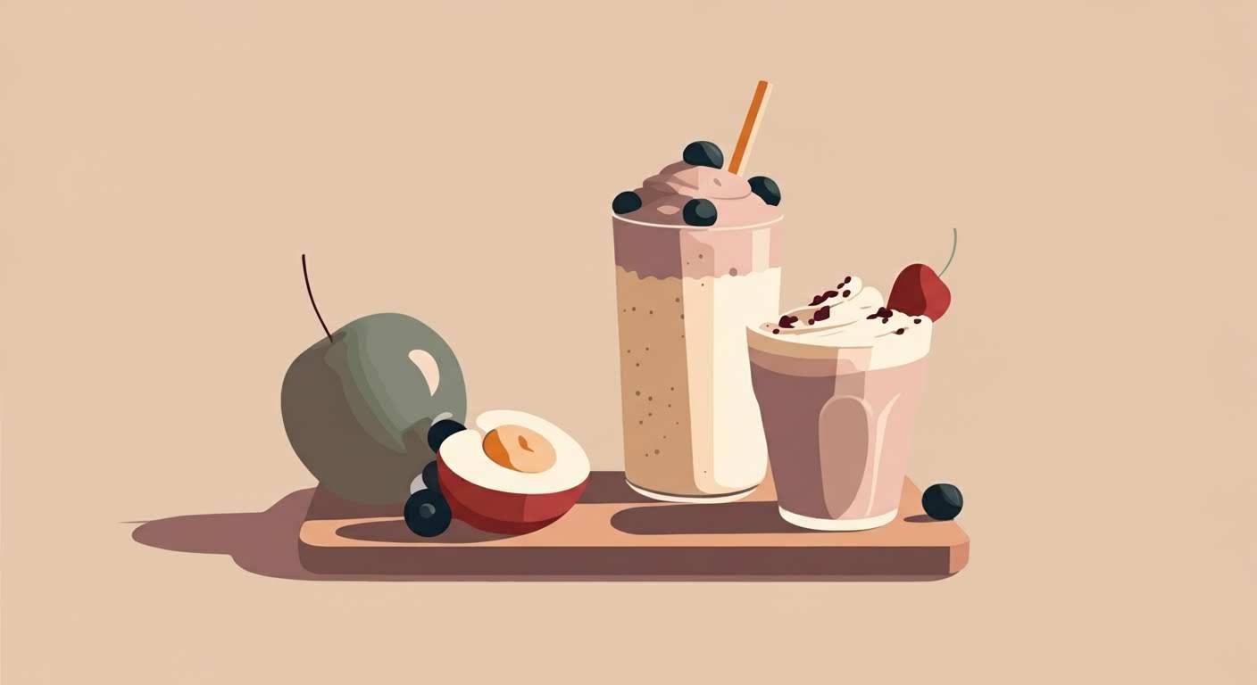 Illustration minimaliste liée au thème : =smoothie protéiné : idées de recettes.