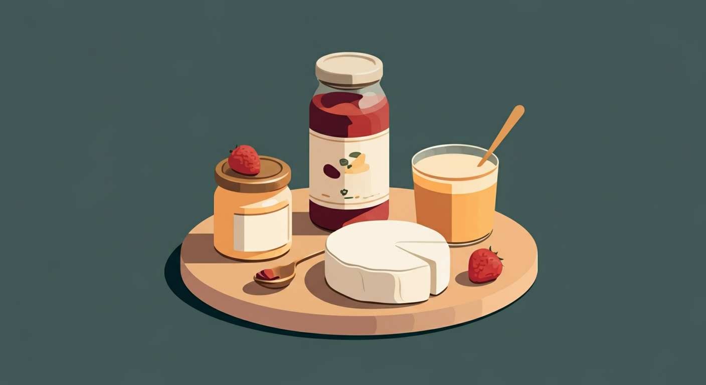 Une sélection d'encas riches en protéines pour le goûter, incluant yaourt grec, noix et œuf, joliment disposés.