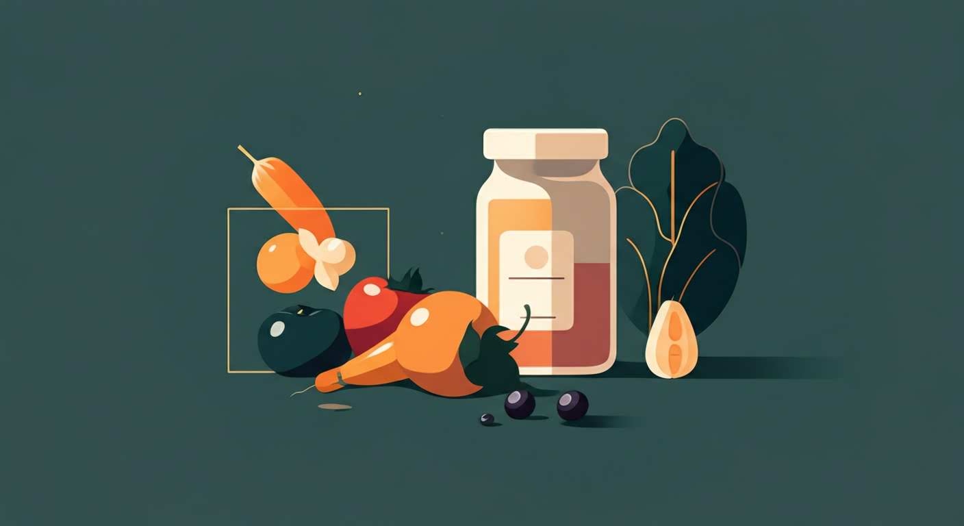 Assortiment d'aliments sains et colorés sur une table, illustrant un rééquilibrage alimentaire simple et naturel.