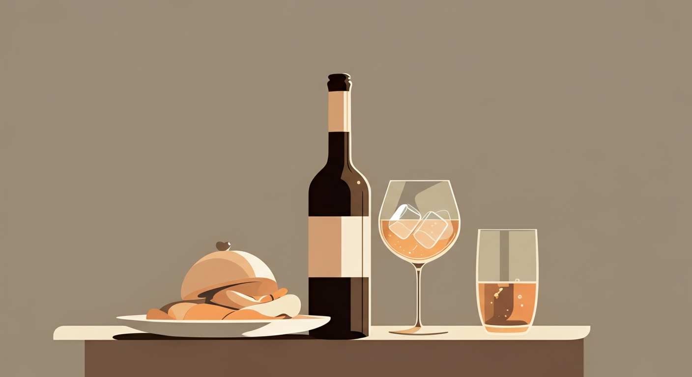 Table de restaurant ensoleillée avec des plats sains et un verre de vin, évoquant un repas plaisir et équilibré.