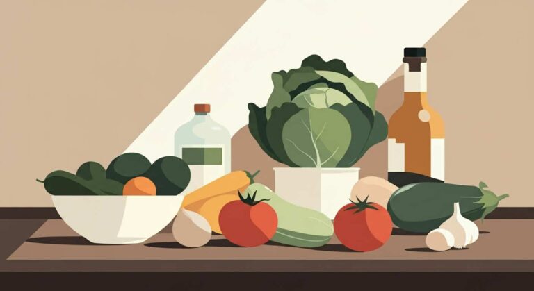Une assiette équilibrée vue de dessus, avec protéines, légumes et féculents bien répartis pour un repas sain.