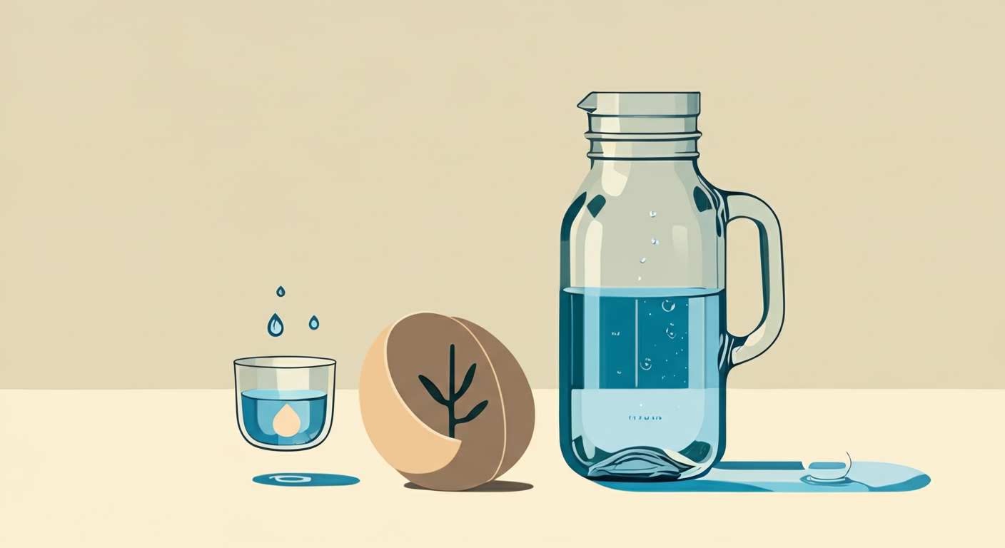 Bouteille d'eau réutilisable sur un bureau pour illustrer l'habitude de boire plus d'eau dans la journée.