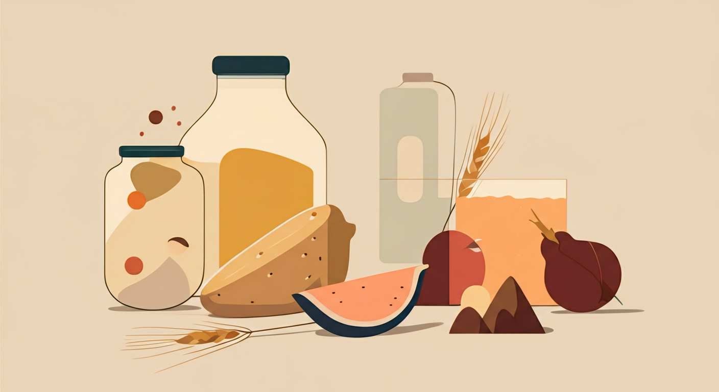 Concept de rééquilibrage alimentaire après le stress, avec une ficelle emmêlée qui devient droite vers un bol de fruits.