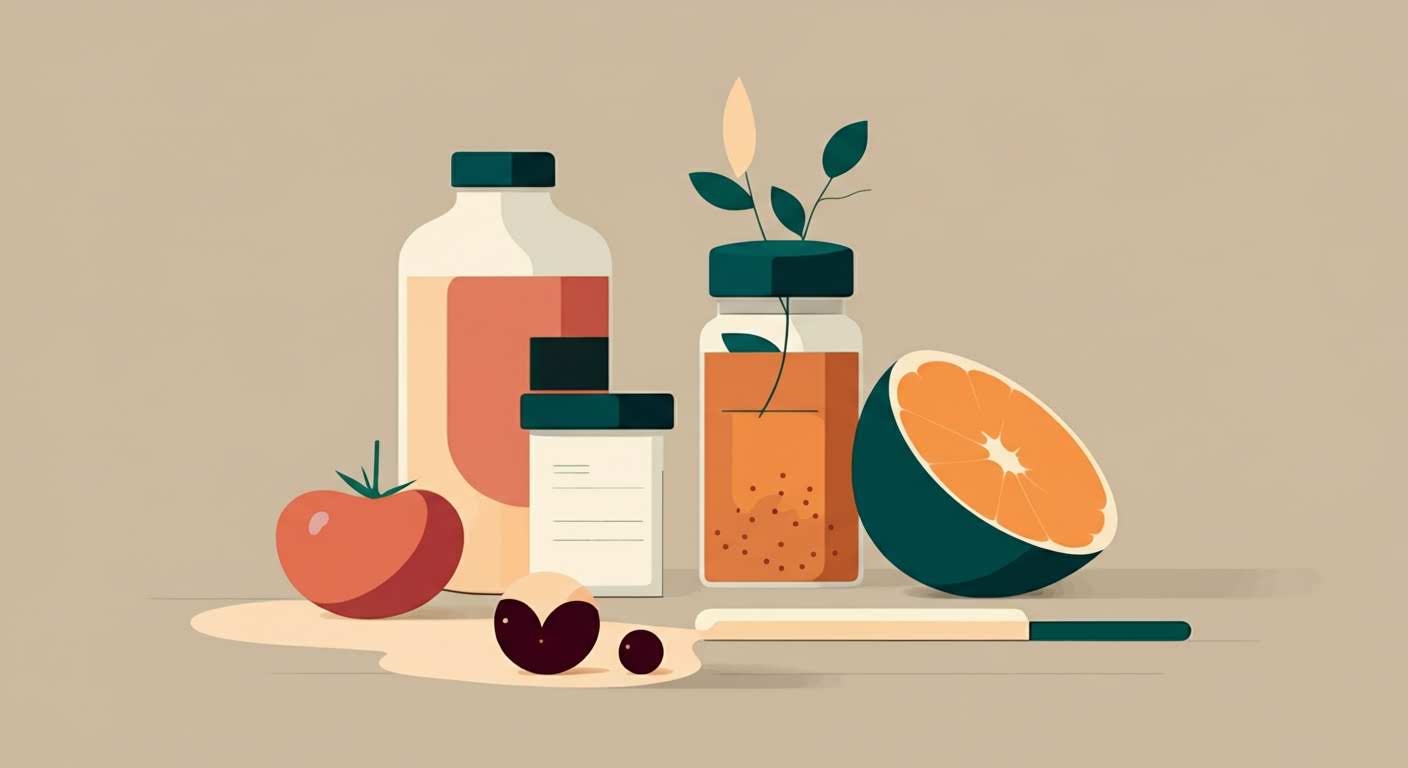 Une balance équilibrée avec une salade et un sucre, illustrant le concept de rééquilibrage alimentaire.