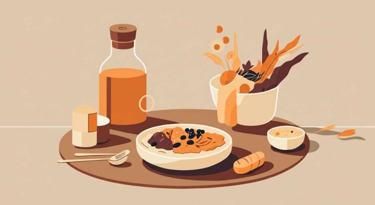 Assiette de repas simple et équilibré, illustrant le concept de rééquilibrage alimentaire pour retrouver la vitalité.