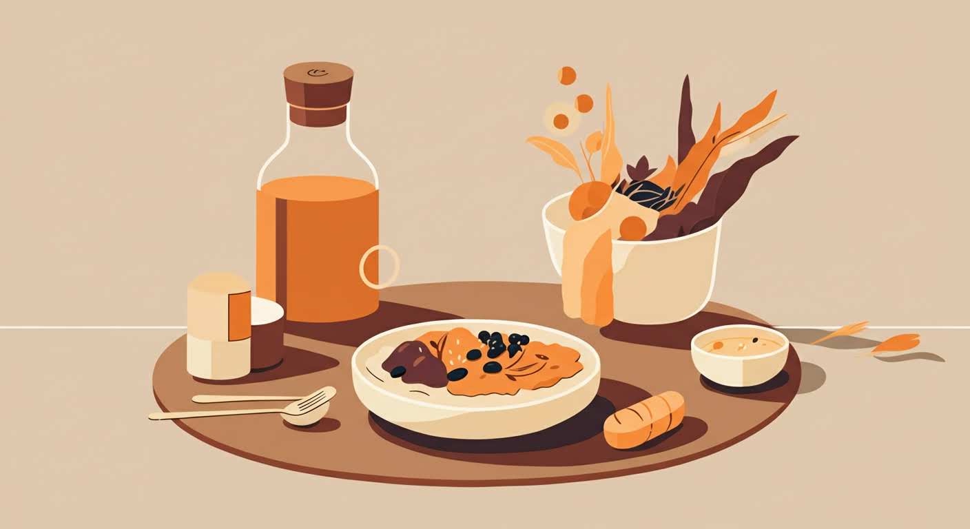 Assiette de repas simple et équilibré, illustrant le concept de rééquilibrage alimentaire pour retrouver la vitalité.