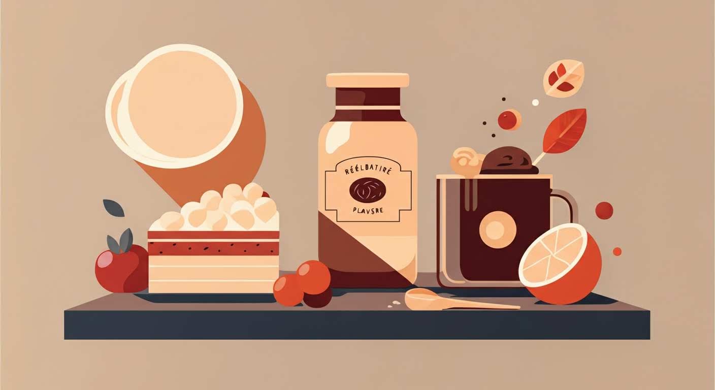 Plat gourmand et coloré illustrant le rééquilibrage alimentaire avec plaisir, vu de dessus.
